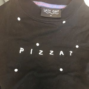 Pizza? Lazy Oaf cropped tee with embroidery